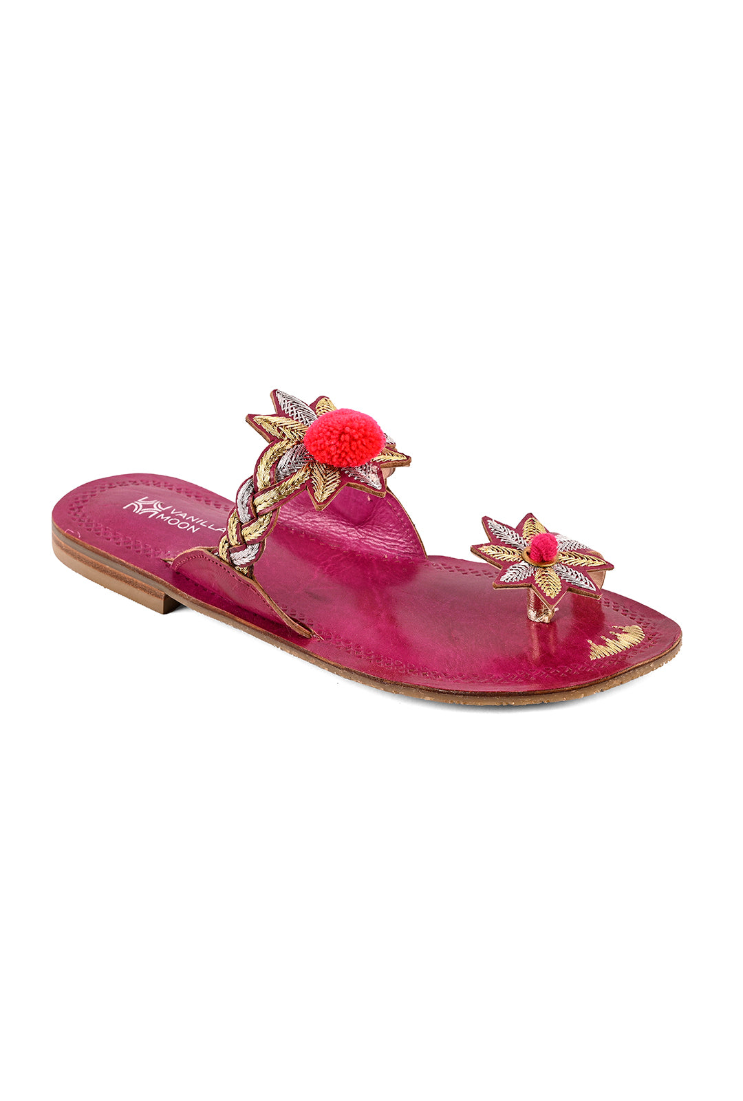 ZABI Toe-Ring Flat Sandals in Pink Yellow Vanilla Moon