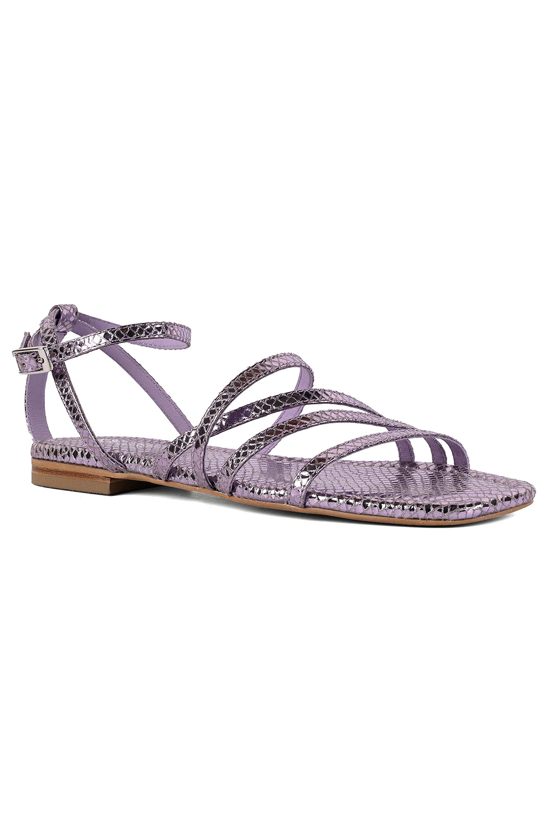 Valentino Garavani Rockstud Leather T-strap Flat Sandals In Purple |  ModeSens