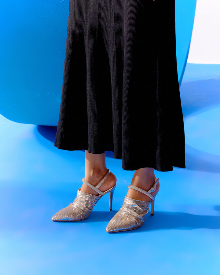 Juniper Metallic Stilettos in Gold and Black | Vanilla Moon